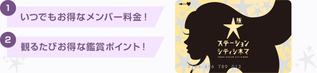 いつでもお得なメンバー料金！　観るたびお得な鑑賞ポイント！